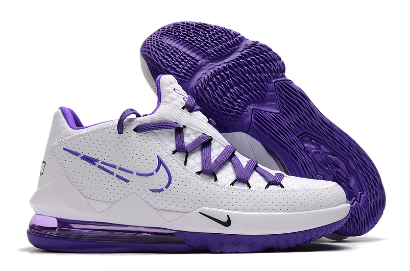 Men's Running weapon LeBron James 17 Low White&Purple Shoes 004